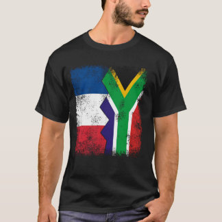 Frankrike South Afrika Flaggor, sydafrikanska Fran T Shirt