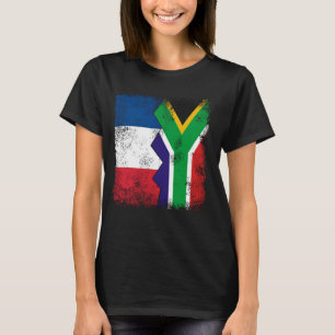 Frankrike South Afrika Flaggor, sydafrikanska Fran T Shirt