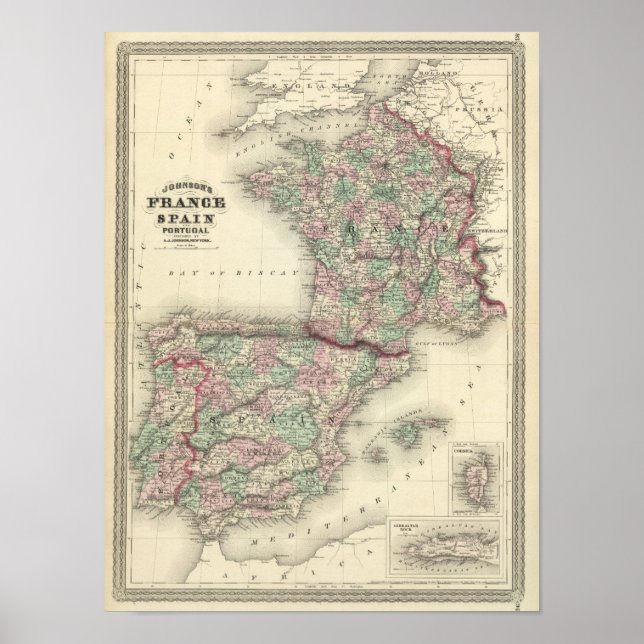 Frankrike, Spanien och Portugal Poster (Framsidan)