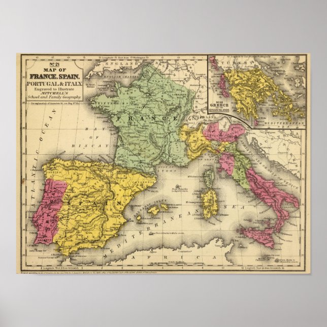 Frankrike, Spanien, Portugal, Italien Poster (Framsidan)