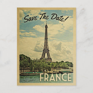 Frankrike Spara Datum Vintage Eiffeltornet Paris Meddelande Vykort