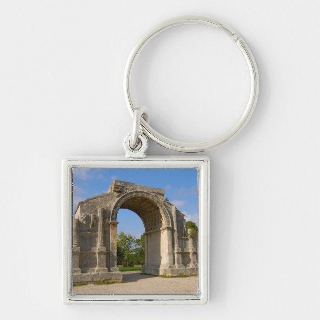 Frankrike, St. Remy de Provence, Triumfbåge Fyrkantig Silverfärgad Nyckelring (Framsidan)