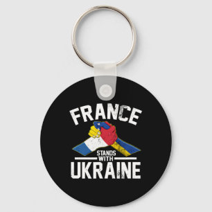 Frankrike Står Med Ukraina Ukrainsk Fransk Flagga Nyckelring
