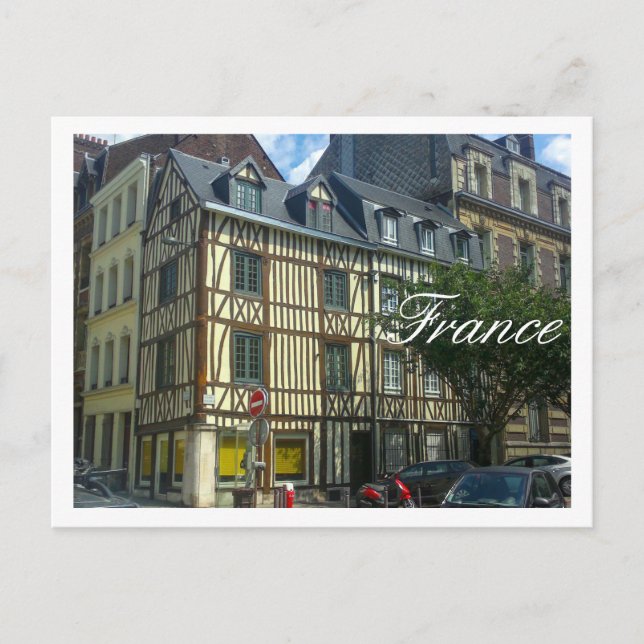 Frankrike Street Cityscape Old Byggnad Architectur Vykort (Framsida)