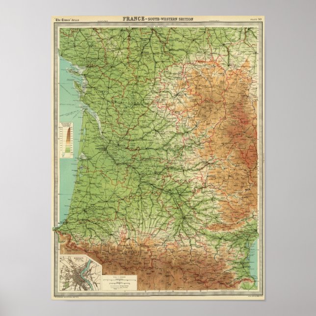 Frankrike sydvästra delen av Bordeaux Poster (Framsidan)