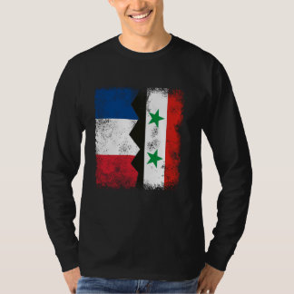 Frankrike Syriens Flaggor Halva syriska Fransken R T Shirt