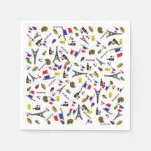 Frankrike-tema Mönster Pappersservetter