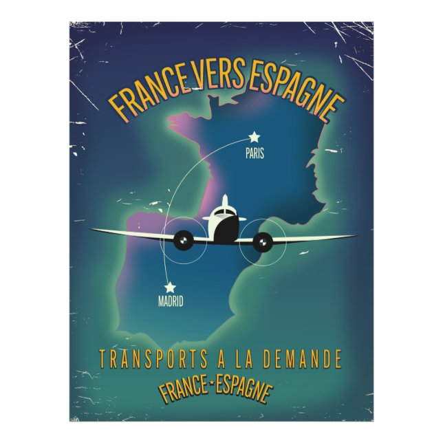 Frankrike till Spanien poster semester (Framsidan)