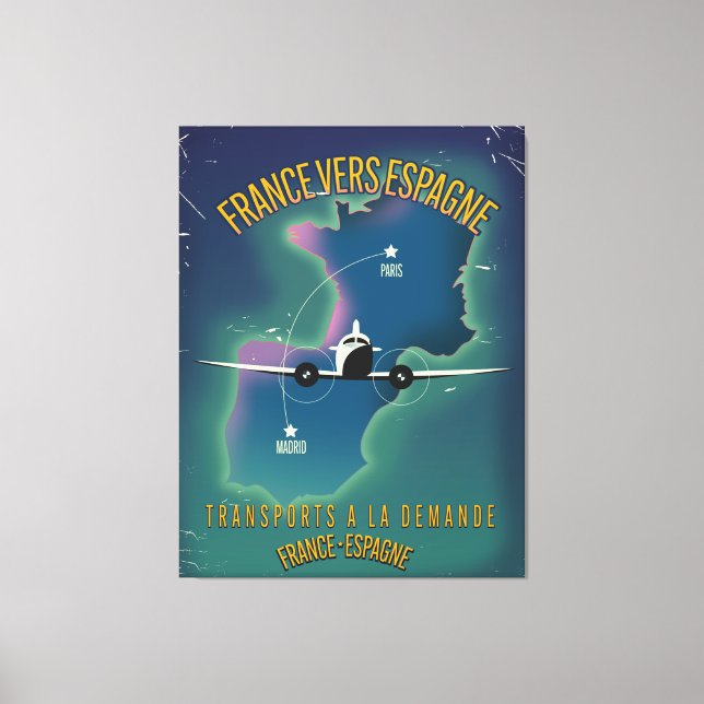 Frankrike till Spanien poster semester Canvastryck (Framsida)