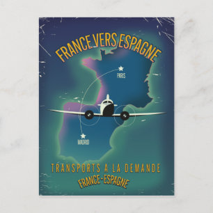 Frankrike till Spanien poster semester Vykort