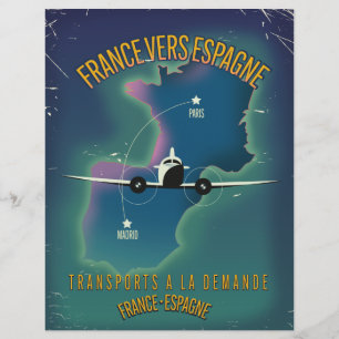 Frankrike Till Spanien semester affisch Brevhuvud