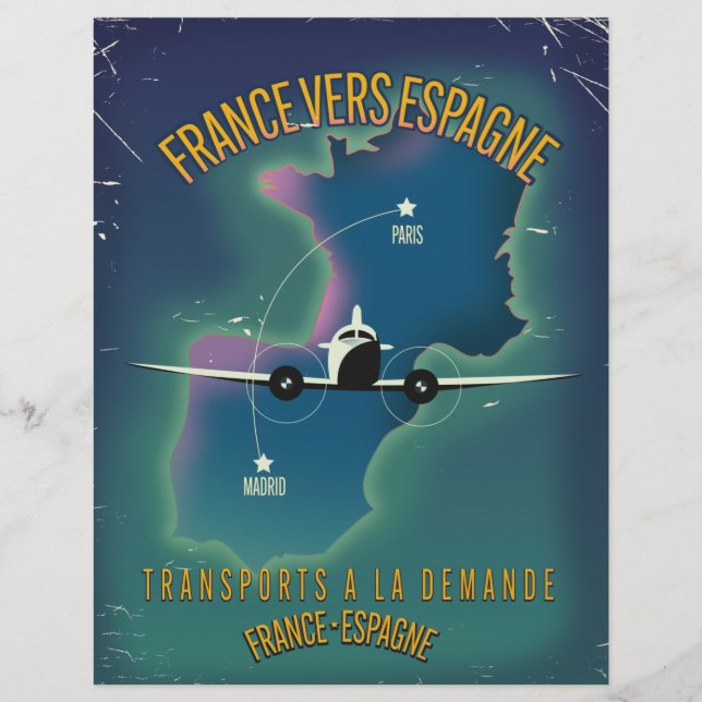 Frankrike Till Spanien semester affisch Brevhuvud (Framsida)