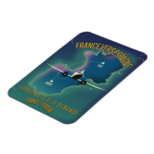 Frankrike till Spanien semesteraffisch Magnet