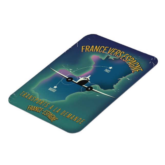 Frankrike till Spanien semesteraffisch Magnet (Vänstra Sidan)
