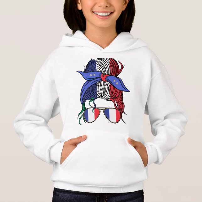 Frankrike tovig buns med Frankrikes flagga T Shirt (Framsida)