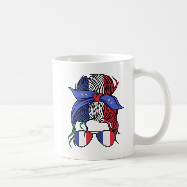 Frankrike tovig frisyr med Frankrikes flagga Kaffemugg (Höger)