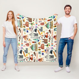 Frankrike Travel Icons design Fleecefilt