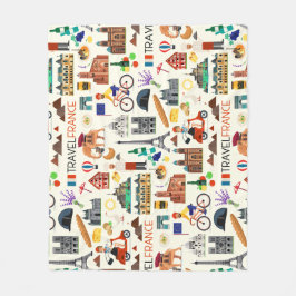 Frankrike Travel Icons design Fleecefilt