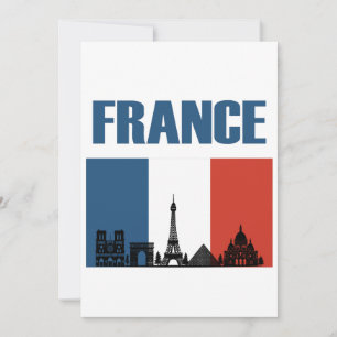 Frankrike Travel - Paris City Skyline Fransk Flagg