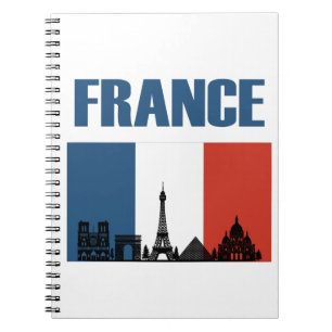 Frankrike Travel - Paris City Skyline Fransk Flagg Anteckningsbok