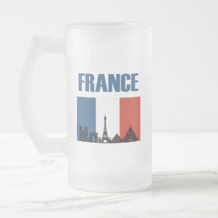 Frankrike Travel - Paris City Skyline Fransk Flagg Frostat Ölglas