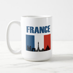 Frankrike Travel - Paris City Skyline Fransk Flagg Kaffemugg