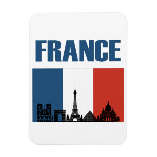 Frankrike Travel - Paris City Skyline Fransk Flagg Magnet