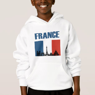 Frankrike Travel - Paris City Skyline Fransk Flagg T Shirt