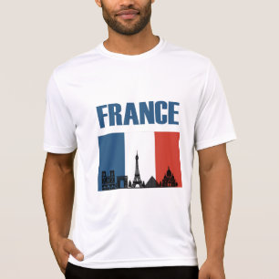 Frankrike Travel - Paris City Skyline Fransk Flagg T Shirt