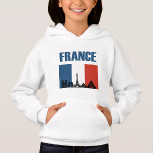 Frankrike Travel - Paris City Skyline Fransk Flagg T Shirt