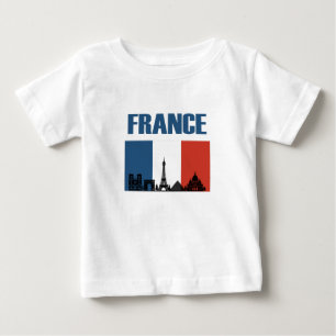 Frankrike Travel - Paris City Skyline Fransk Flagg T Shirt
