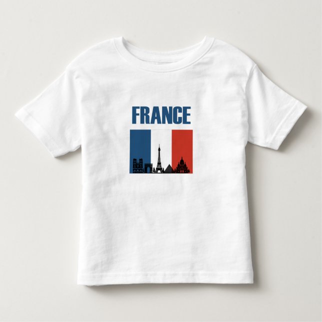 Frankrike Travel - Paris City Skyline Fransk Flagg T Shirt (Framsida)