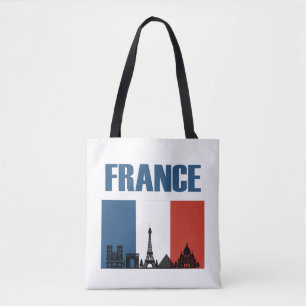 Frankrike Travel - Paris City Skyline Fransk Flagg Tygkasse