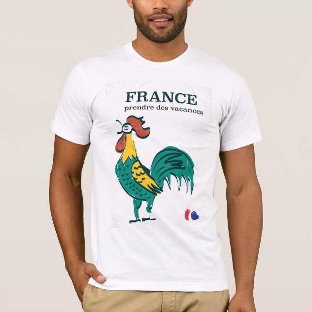 Frankrike tupp vintage resaffisch tee (Framsida)