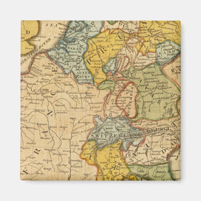 Frankrike, Tyskland, Nederländerna, Schweiz Magnet (Framsidan)
