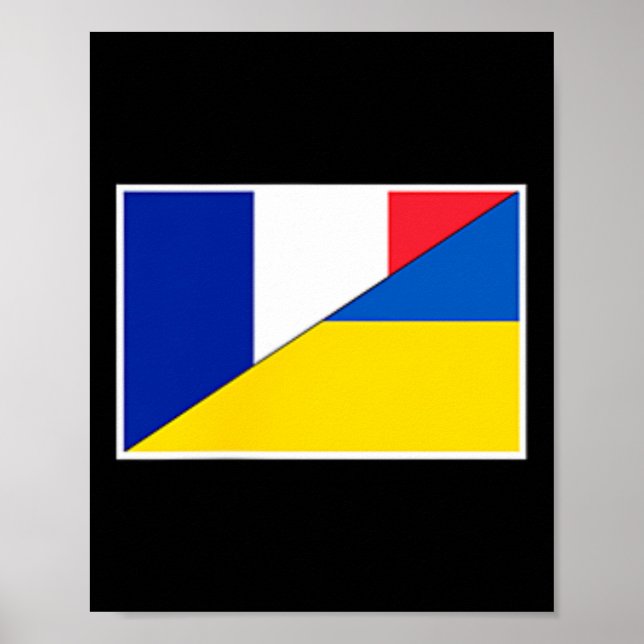 Frankrike Ukraina Flagga Fransk Ukrainsk Stöd Medb Poster (Framsidan)