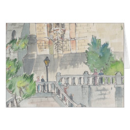 "Frankrike" vattenfärgskort för skalning av hälsni Hälsningskort