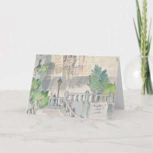 "Frankrike" vattenfärgskort för skalning av hälsni Helgkort