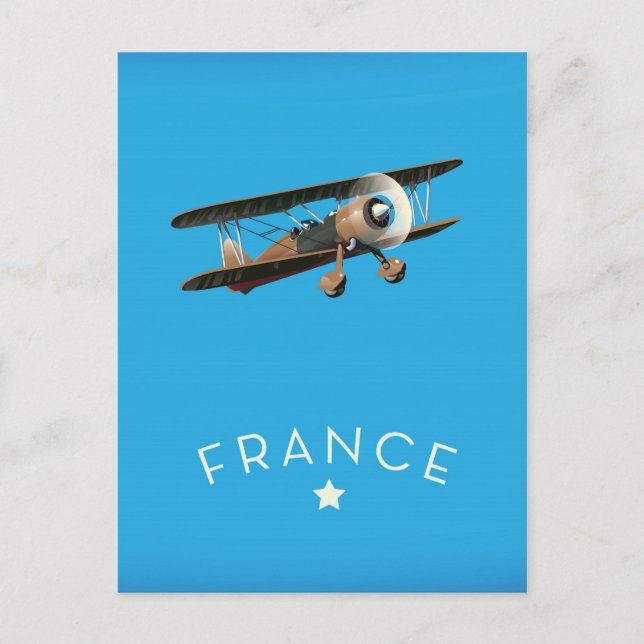 Frankrike vintage flygplansaffisch vykort (Framsida)