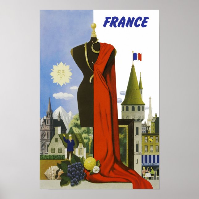 Frankrike, Vintage resor Poster (Framsidan)
