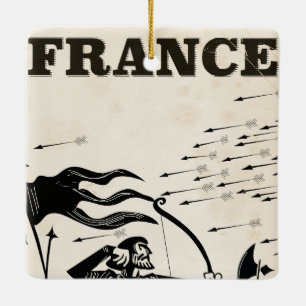 Frankrike vintage resor poster klassiska medeltida julgransprydnad keramik