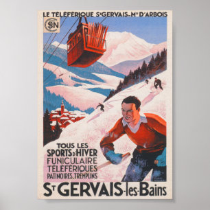 Frankrike Vintage Ski Poster