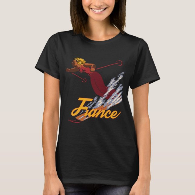 Frankrike Vinter Sport Retro Resa T-Shirt (Framsida)