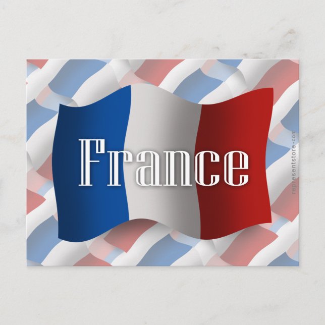 Frankrike Wave-Flagga Vykort (Framsida)