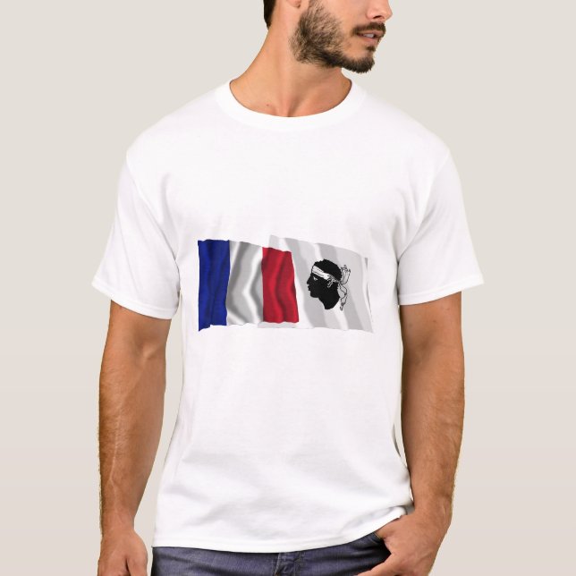 Frankriken & Corse som vinkar flaggor Tee (Framsida)