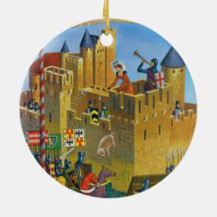Frankriken fransk vintage medeltida Carcassonne Julgransprydnad Keramik