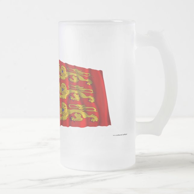 Frankriken & Haute-Normandie som vinkar flaggor Frostat Ölglas (Höger)