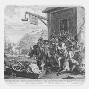 Frankriken pläterar I av "invasionen", 1756 Fyrkantigt Klistermärke