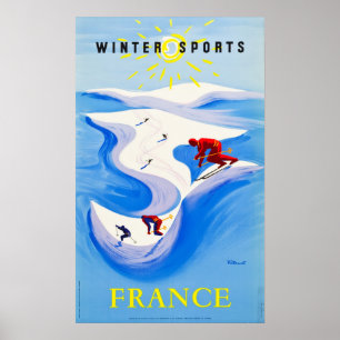 Frankriken reser affisch… vintersportar poster