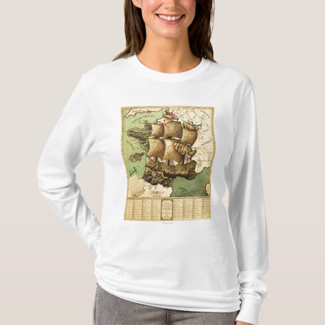 Frankriken som föreställs som en ShipPanoramic Tee (Framsida)